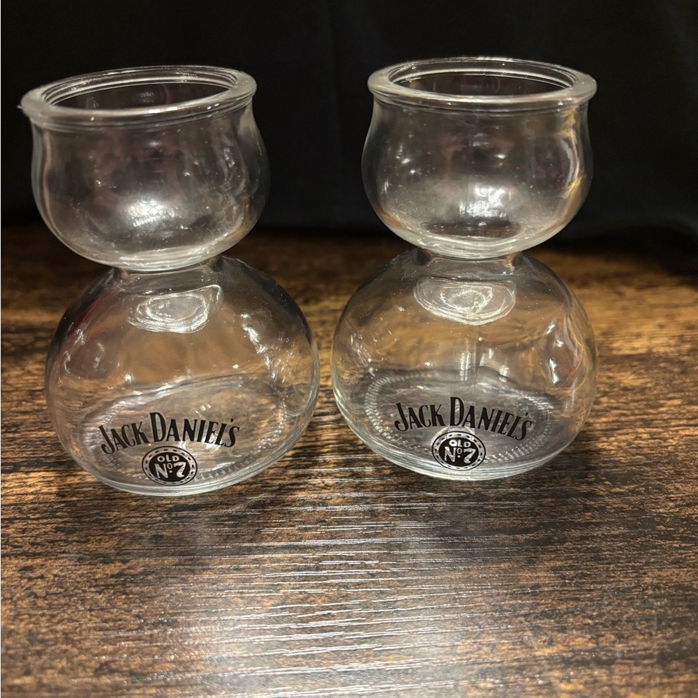 Jack Daniels Clear Glass double bubble shot glasses